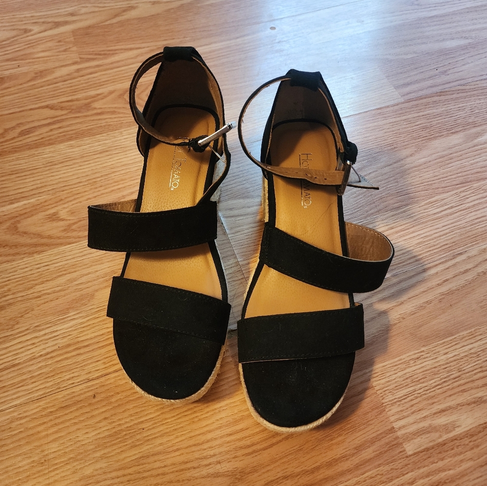Hot Tomato Black Sandals with Ankle Strap